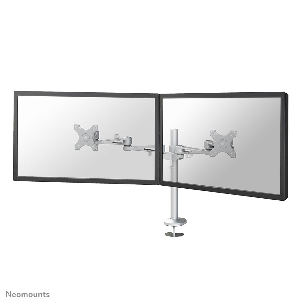 Neomounts Monitorarm, Dual, Tischdurchführung – bis 27", VESA 75 × 75/100 × 100 mm, 6 kg, Silber