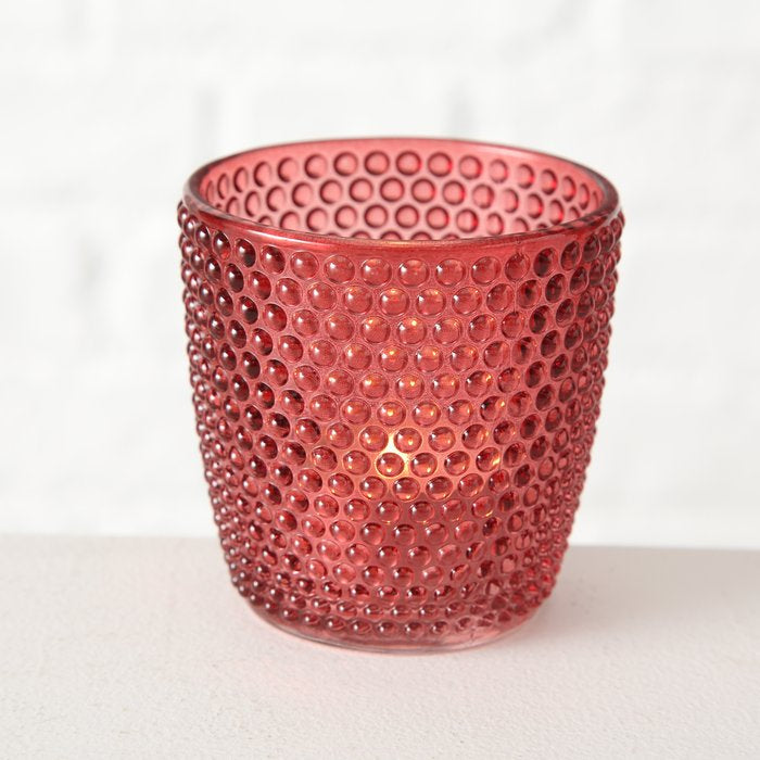 Boltze Windlicht Marilu – Glas, Rosa – Ø 7,5 × 7,5 cm – 4-teilig