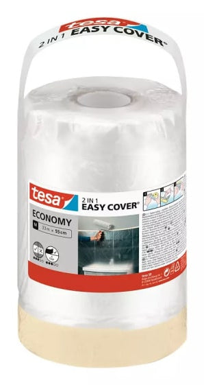 TESA Abdeckfolie mit Band, transparent – 550 mm × 33,0 m