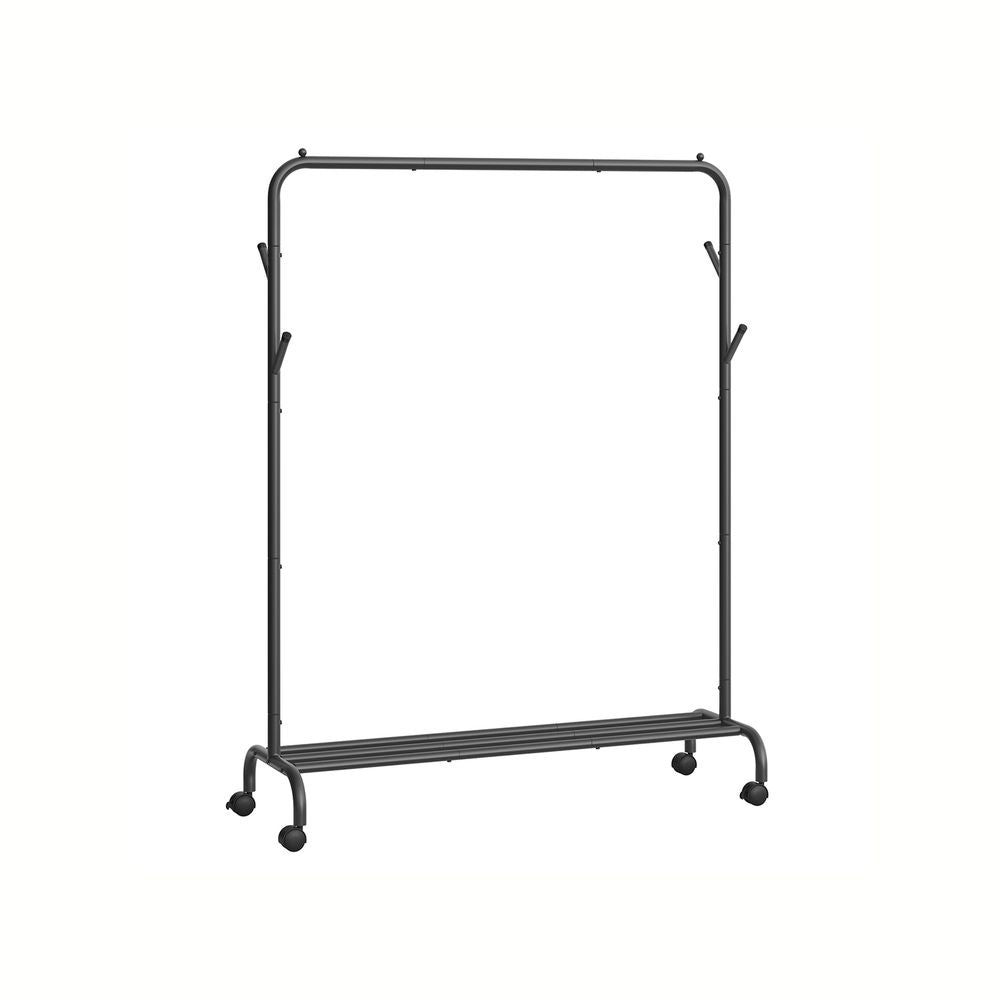 Songmics Garderobenständer (4 Haken, mit Rollen) – Stahl – Schwarz – 1550 mm