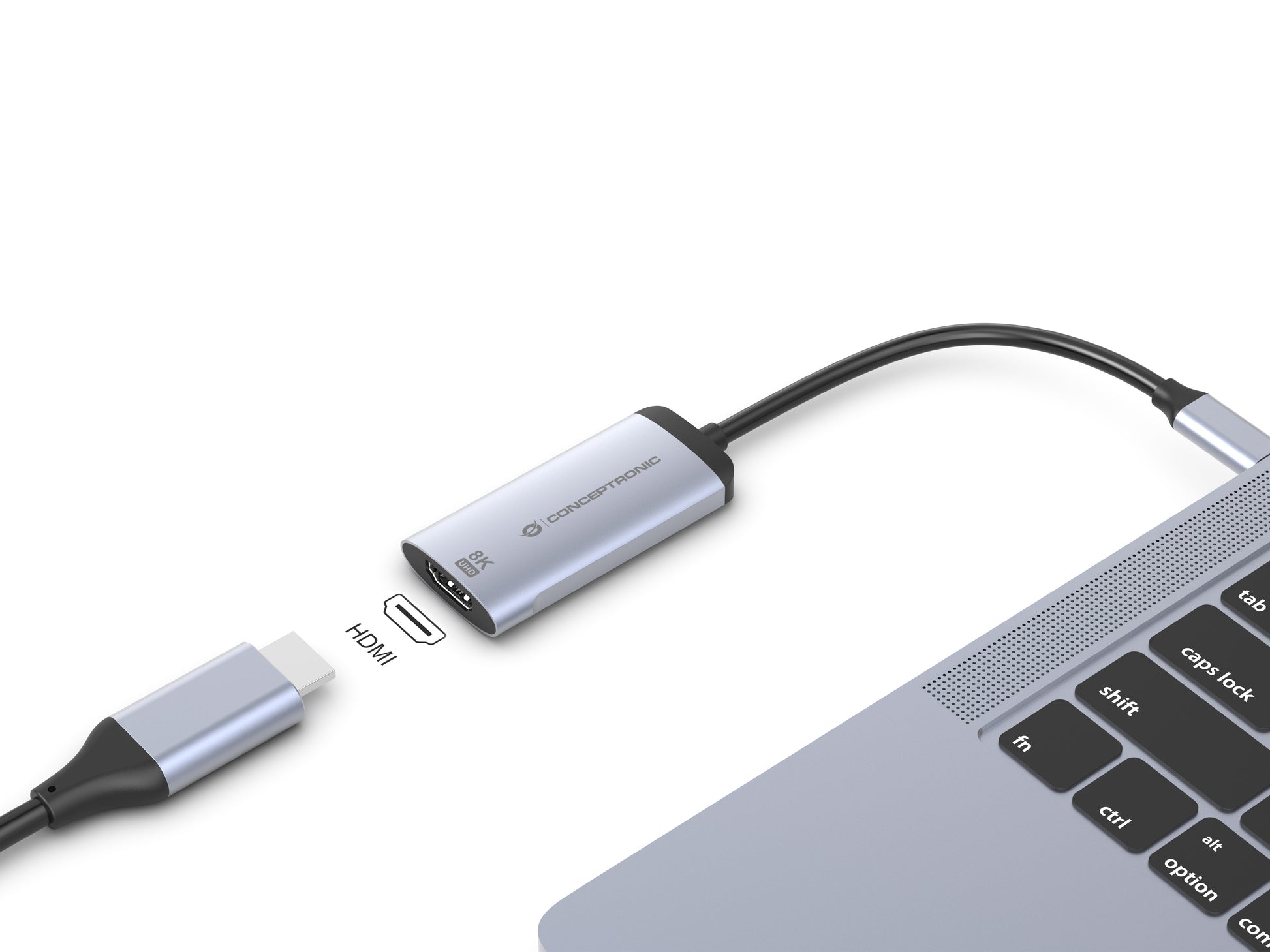 Conceptronic ABBY23G USB-C-zu-HDMI-Adapter – 8K (7680 × 4320) @ 60 Hz, HDMI 2.1, 0,15 m, Silber