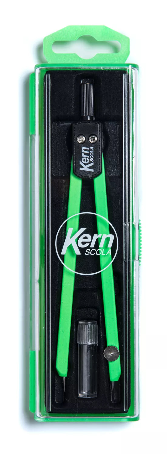 KERN SCOLA Zirkel – Länge 135 mm, max. Kreis-Ø 30 cm, inkl. Minendose, grün