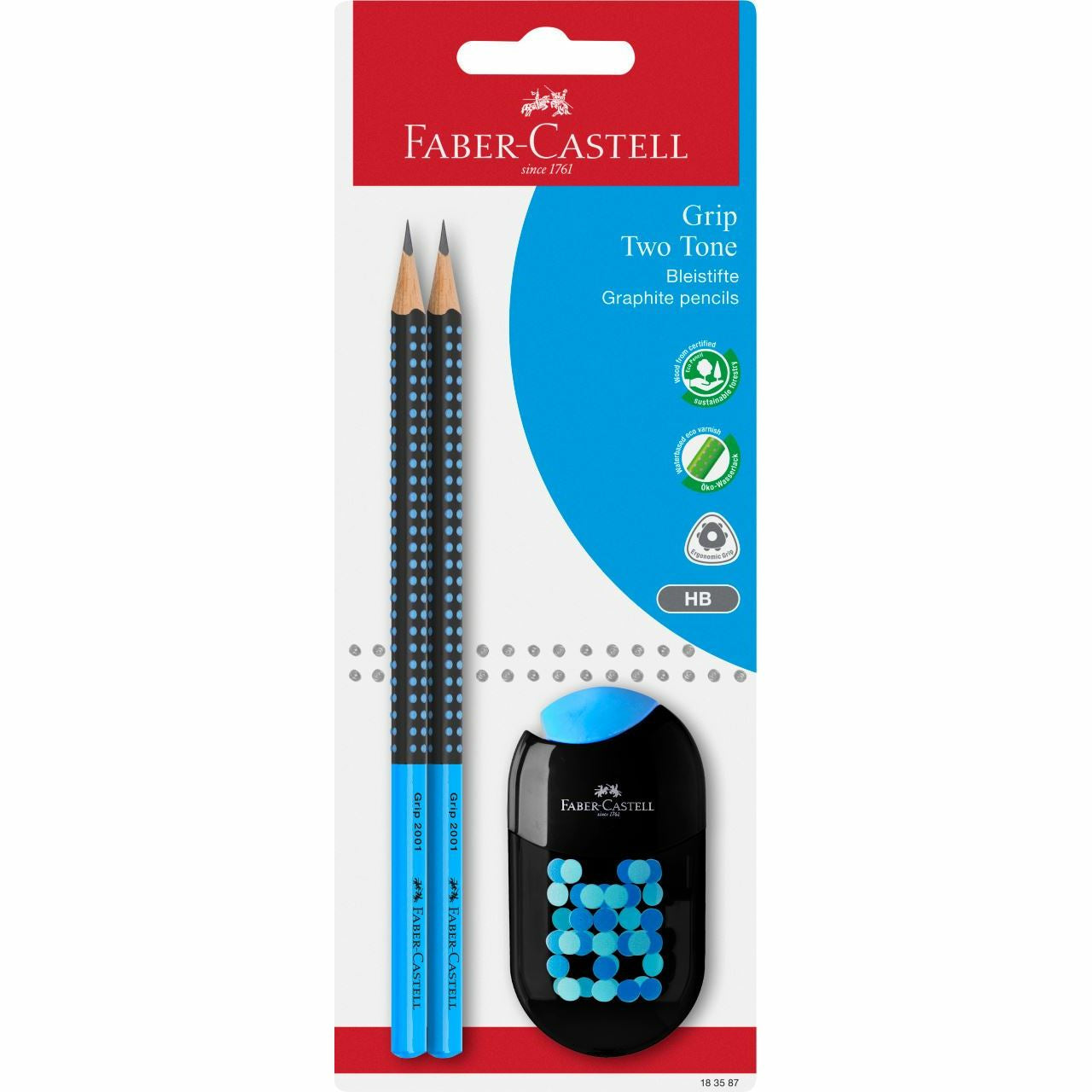 Faber-Castell Grip 2001 Bleistifte HB, mit Radierer – 2er-Set
