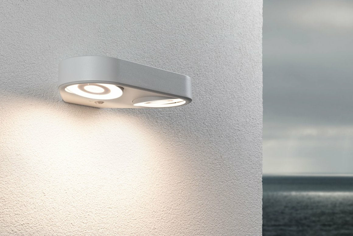 Paulmann Aussenwandleuchte – 8 W, Warmweiss, 3000 K, IP44, Netzbetrieb, mit Bewegungsmelder, Weiss, Aluminium