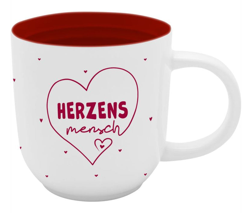 Sheepworld Tasse – 500 ml, Ø 10,0 cm, H 11,0 cm, Keramik, Weiss/Rot