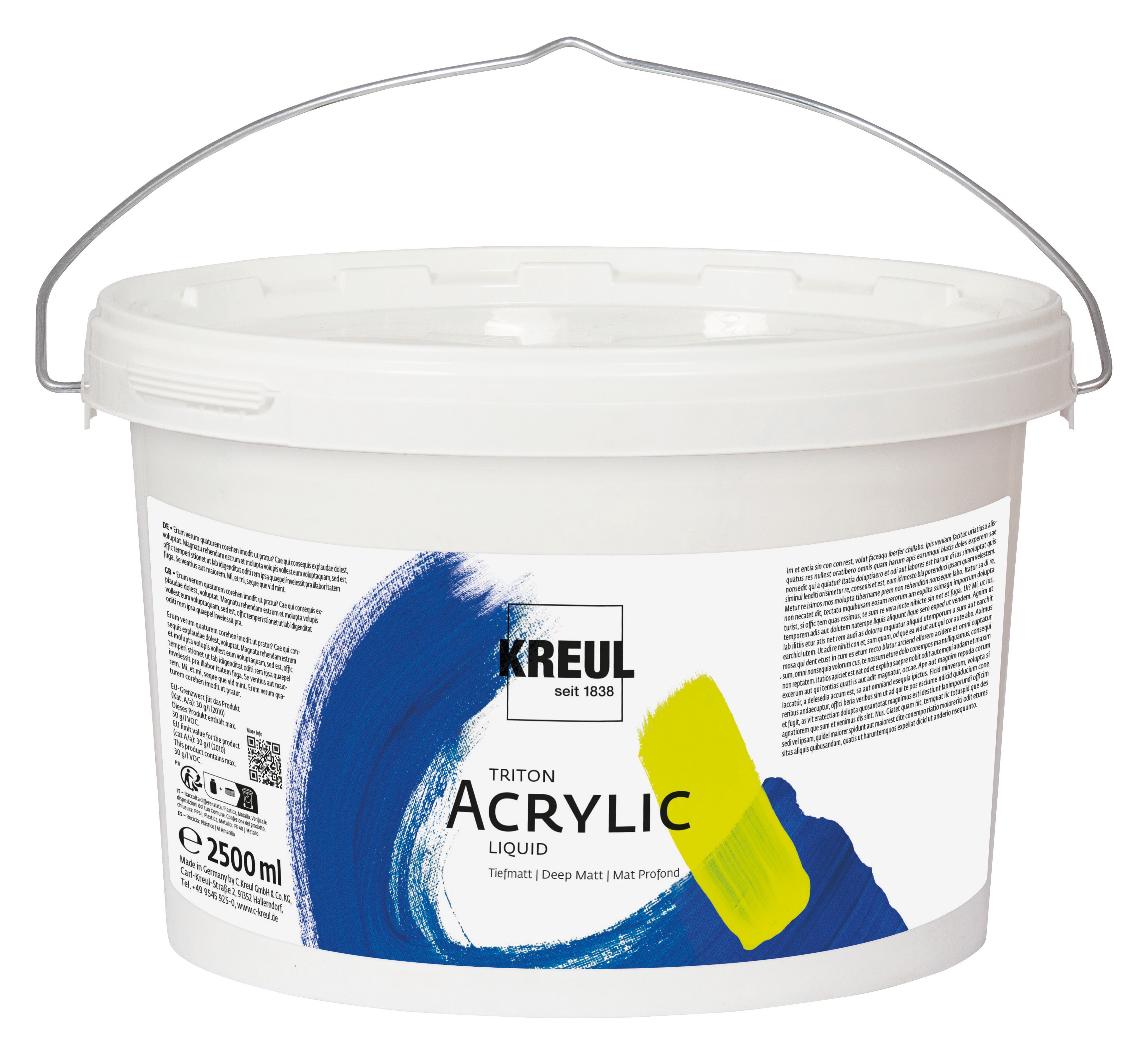 Kreul – Triton Acrylflüssigkeit – Acrylfarbe – Weiss, lichtecht, 2500 ml