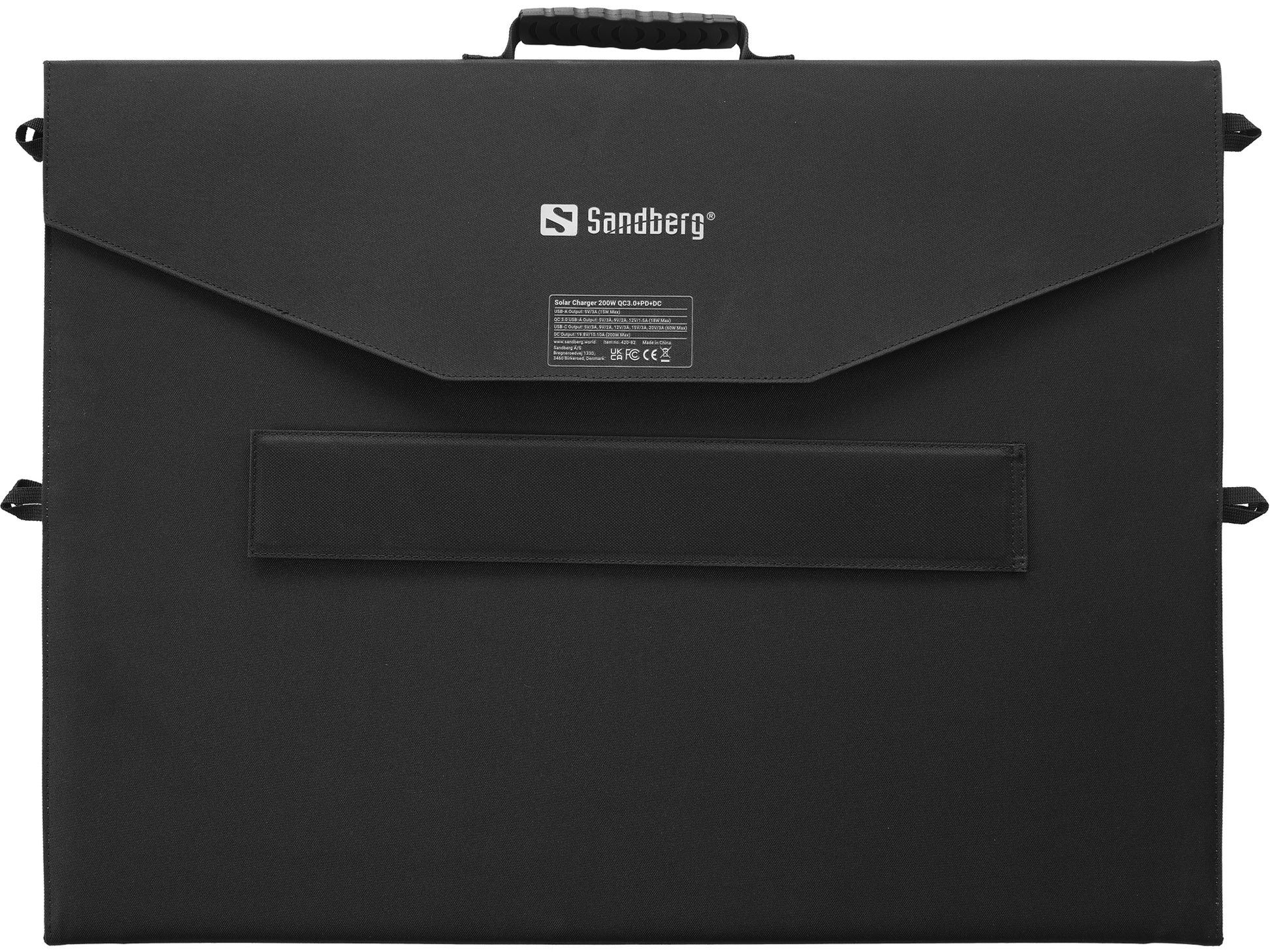 Sandberg 420-82 Solarpanel-Ladegerät 200 W – USB×3, PD, QC 3.0 – Monokristallines Silizium – Schwarz