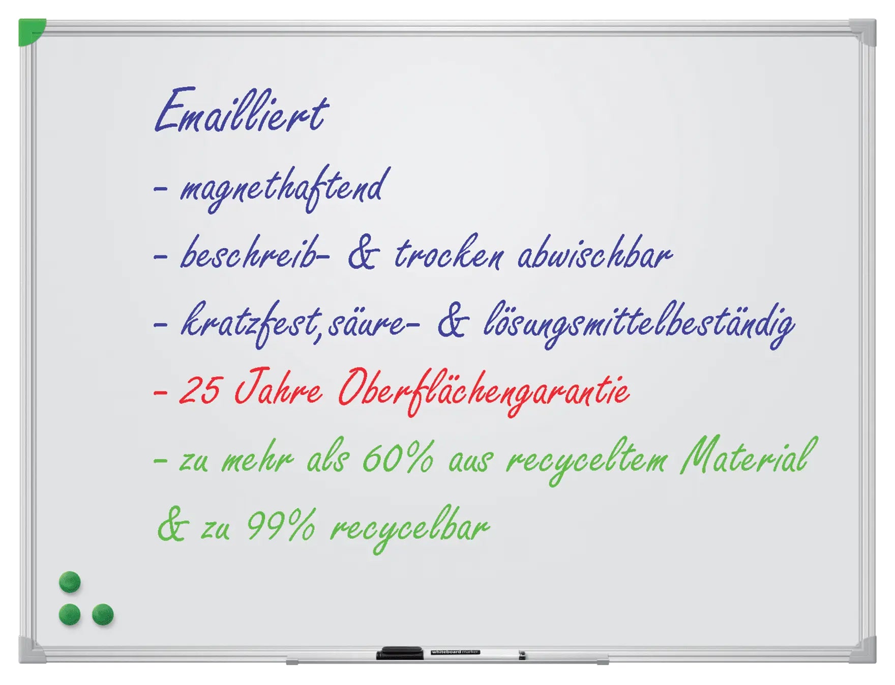 Franken Whiteboard – 45 × 60 cm, Emaille, magnetisch, Aluminiumrahmen, Wandmontage, inkl. Stiftablage