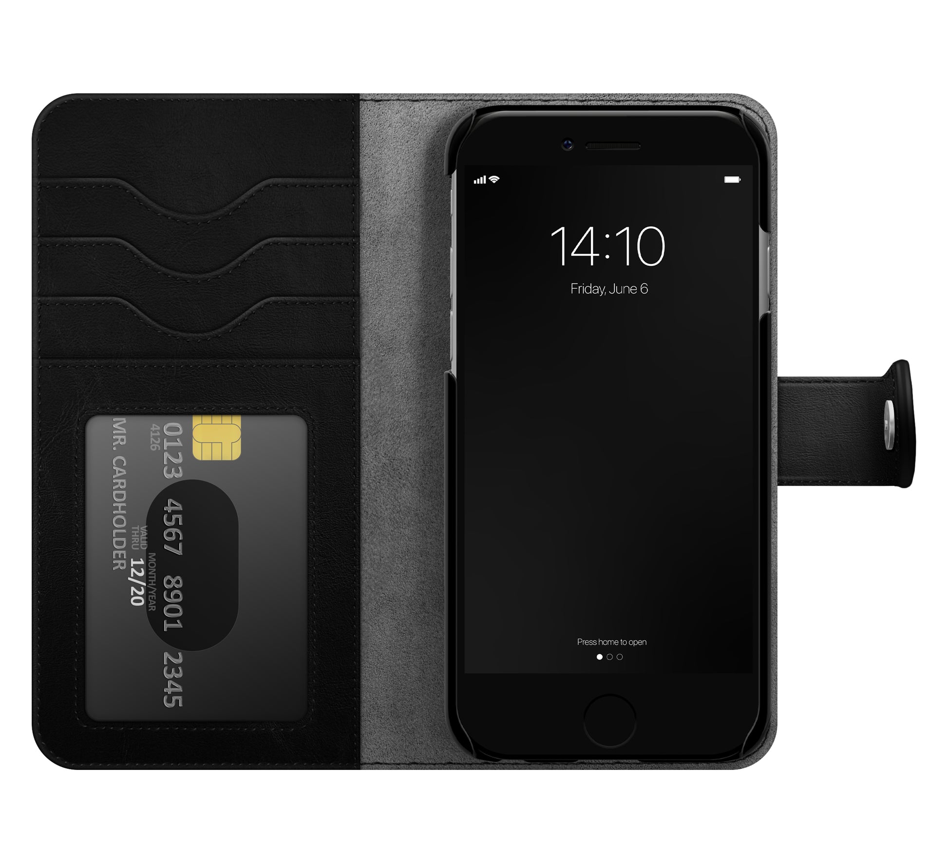 Ideal of Sweden – Booklet-Hülle – für Apple iPhone 6–8/SE (2020) – schwarz – mit Kartenfach, Magnetverschluss