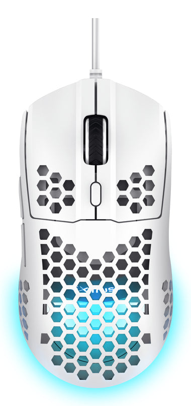 Trust GXT 928 Helox – Gaming-Maus – Kabelgebunden (USB-A), 6400 DPI, RGB-Beleuchtung, Rechts, Weiss