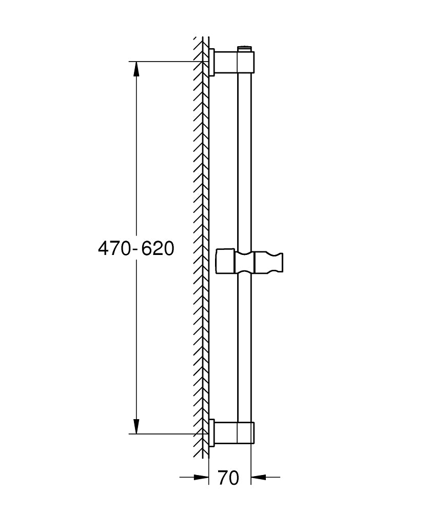 GROHE Handtuchhalter (Wand) Vitalio Universal – Ø2,2×62 cm, Messing, Klebestreifen, Schwarz