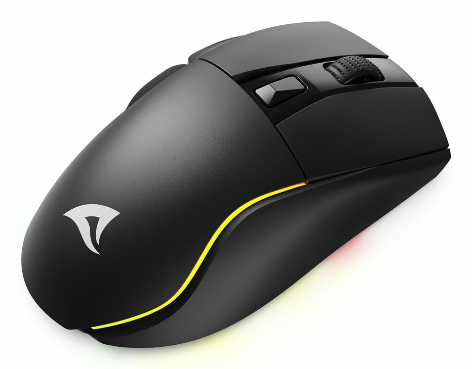R-Go Tools Sharkoon SKILLER SGM50W – Gaming-Maus – Kabellos (2,4 GHz), 6400 DPI, RGB-Beleuchtung, Rechtshänder, Schwarz