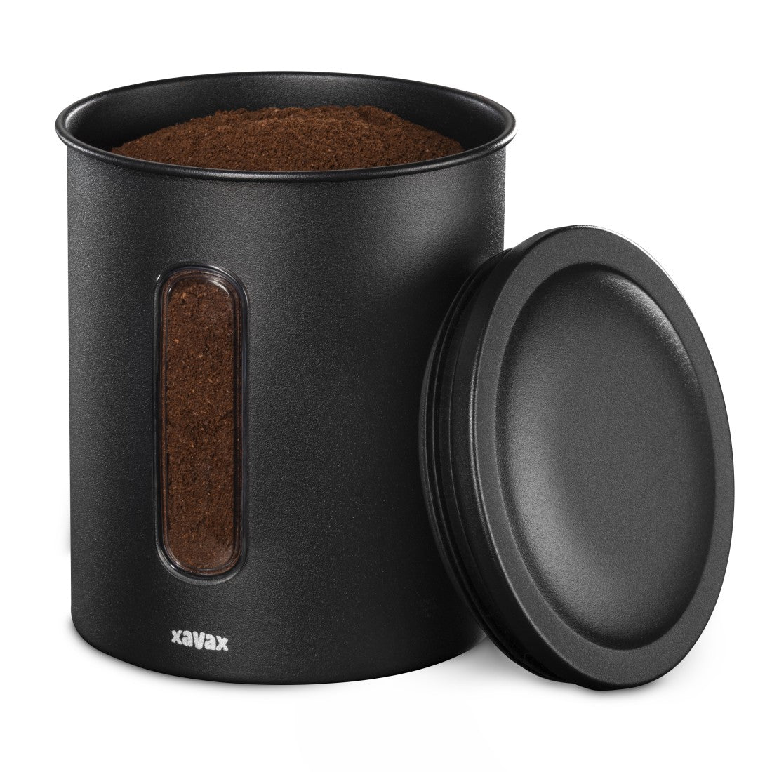 Xavax Vorratsdose 700 ml, Ø 12,5 × 16,5 cm, Edelstahl, luftdicht, schwarz