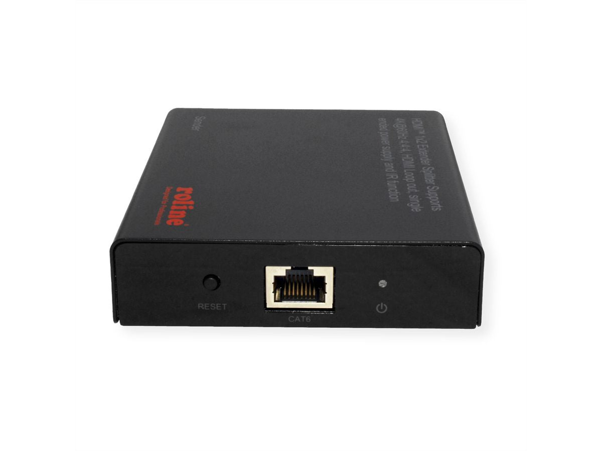 ROLINE HDMI Extender und Splitter – 4K (3840 × 2160) @ 60 Hz, 1 zu 2 HDMI, bis 70 m, HDR10/HLG – Schwarz