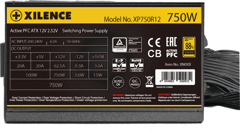 Xilence XP750R12.ARGB ATX-Netzteil 750 W 80 PLUS Gold – nicht-modular, ARGB, SATA×6, PCIe 6+2×3 – für ATX