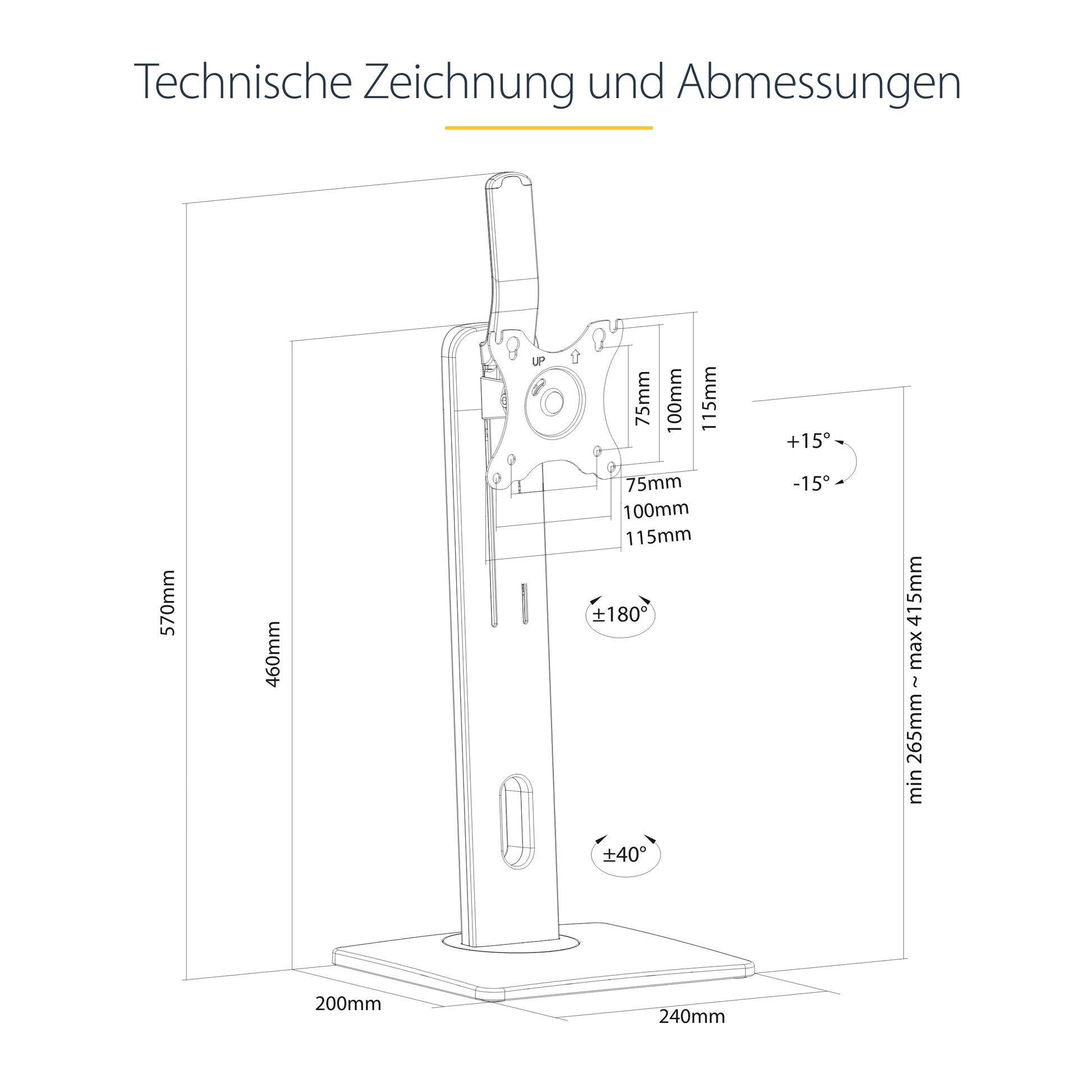 StarTech.com Monitorhalterung, 1 Monitor, Standfuss