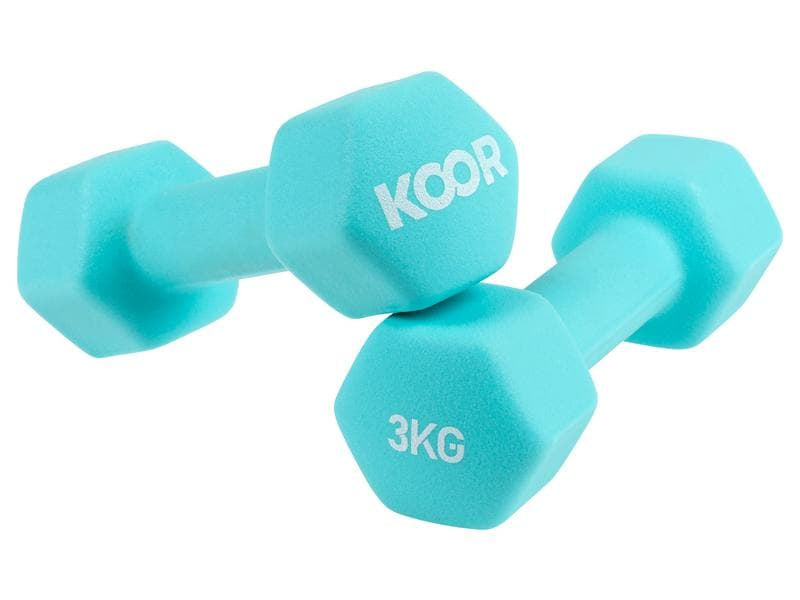 KOOR Kurzhantel mit festem Gewicht, Modell F00913, 3 kg, Eisen, Blau