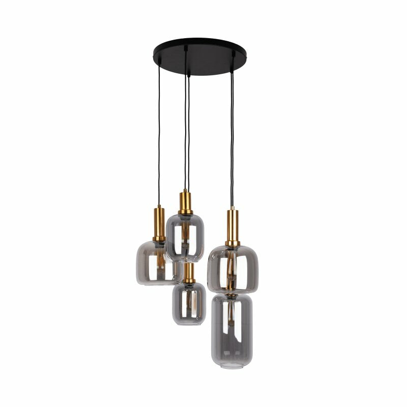 Näve Pendelleuchte 5-flammig Fumo – Ø 54,8 × 150 cm, 40 W, E27, inkl. Leuchtmittel, schwarz/gold