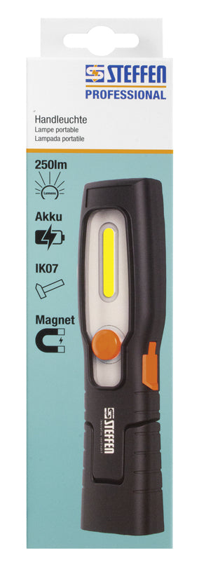 Steffen Arbeitsleuchte 65 00166 – 250 lm, Akku 1000 mAh, dimmbar, IP20 – Schwarz