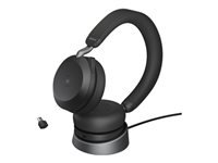 Jabra Evolve2 75 Office-Headset – On-Ear, Stereo, Kabel + BT, ANC, MS Teams zertifiziert, Schwarz, BT 5.2