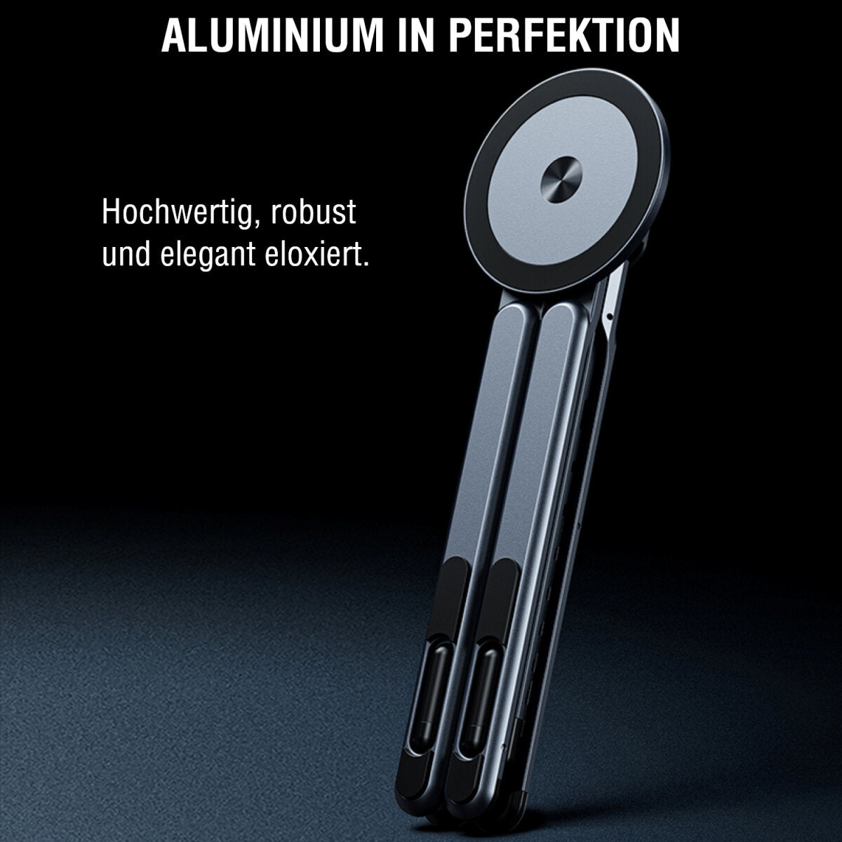 4smarts Laptop-Ständer für Geräte 4,7–17,3" – Magnetische Befestigung, UltiMag-Ring – Grau