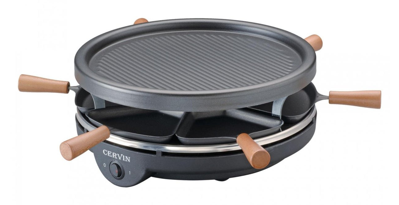 TTM Raclette-Grill Cervin 800.017 – 6 Personen, 6 Pfännchen, 900 W – schwarz/braun