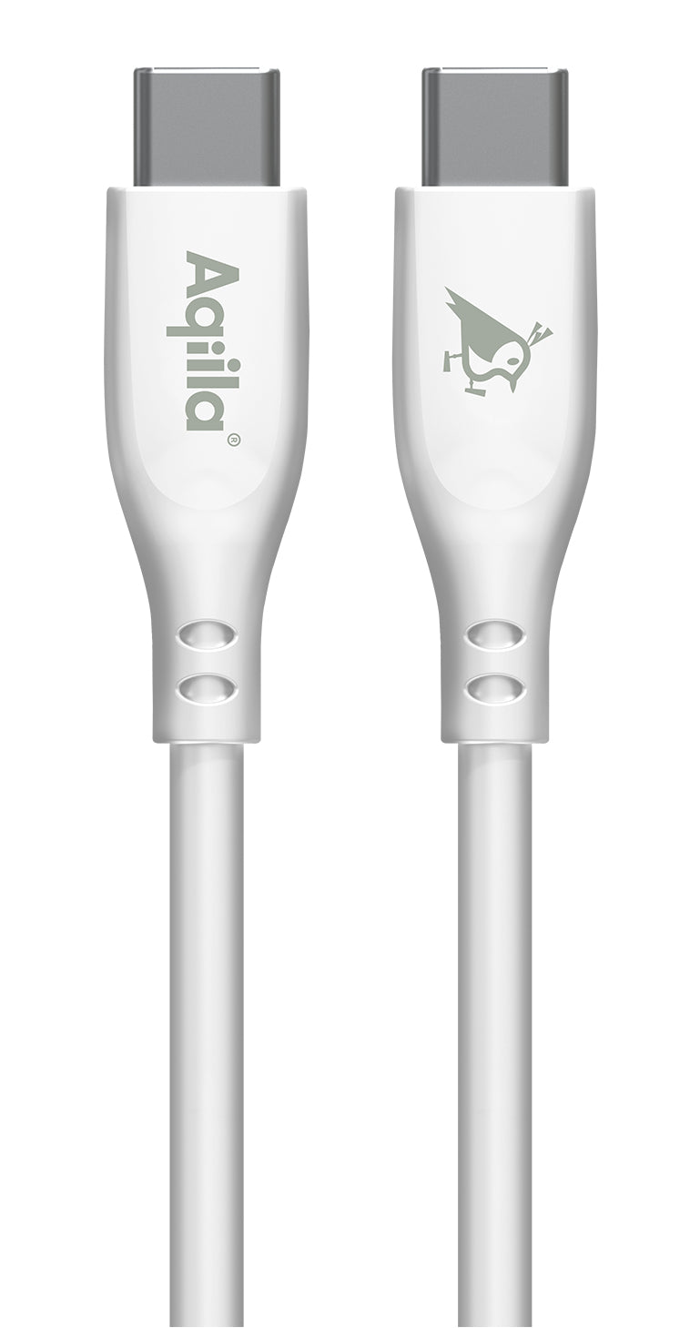 Aqiila USB-C auf USB-C Kabel – USB 2.0 (480 Mbit/s) – 2 m – PD 60 W – Silikonmantel – Weiss