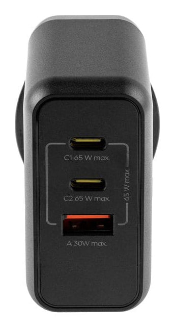 ONIT F02801 USB-Ladegerät 65 W – USB-C×2, USB-A×1 – PD 3.0, PPS, QC 3.0 – GaN, EU-Stecker (Typ C) – Schwarz