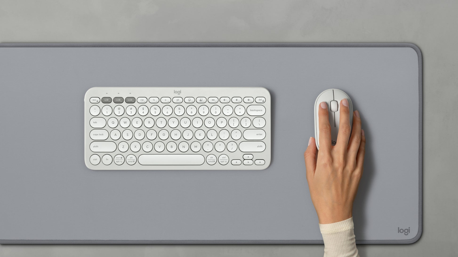 Logitech Pebble 2 Combo – Tastatur, kabellos (Bluetooth/2,4 GHz), US-Layout (EN), Weiss