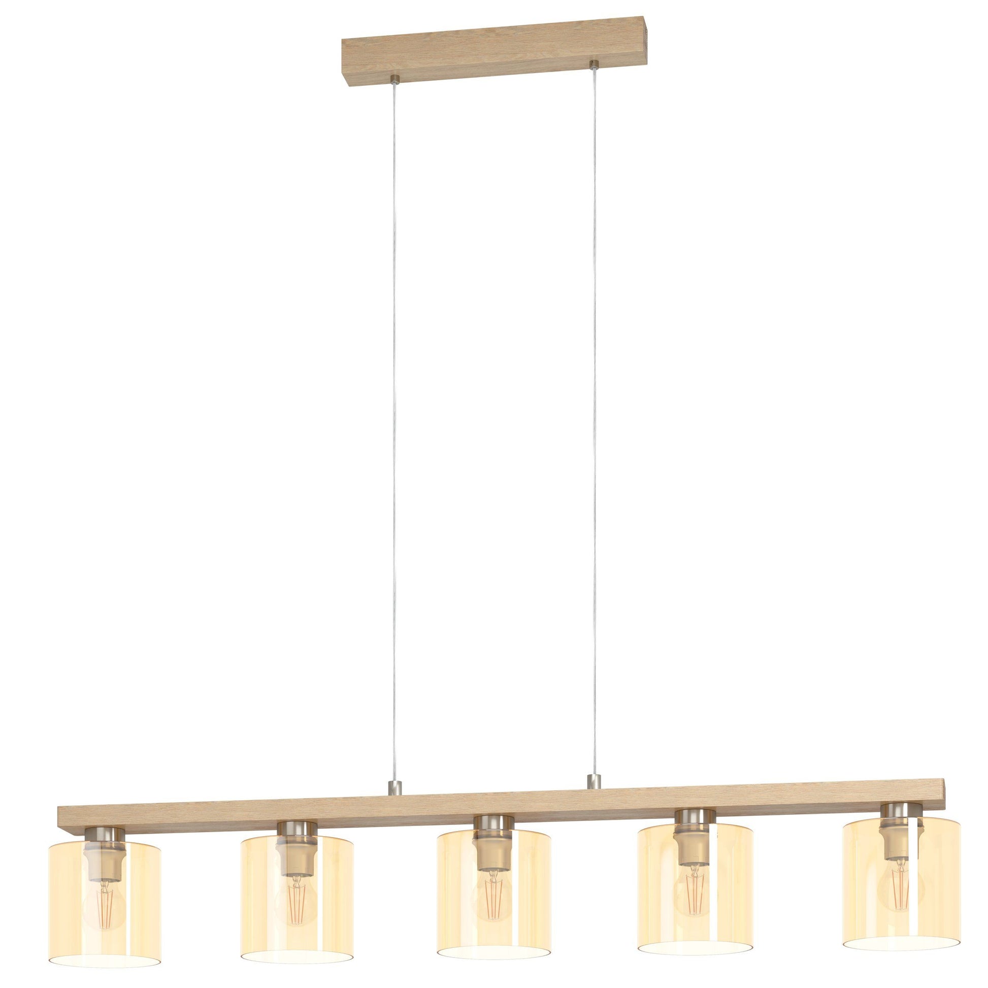 EGLO Deckenleuchte CASTRALVO 5 – 15 × 121 × 110 cm, 140 W, dimmbar, braun/nickel, E27, exkl. Leuchtmittel