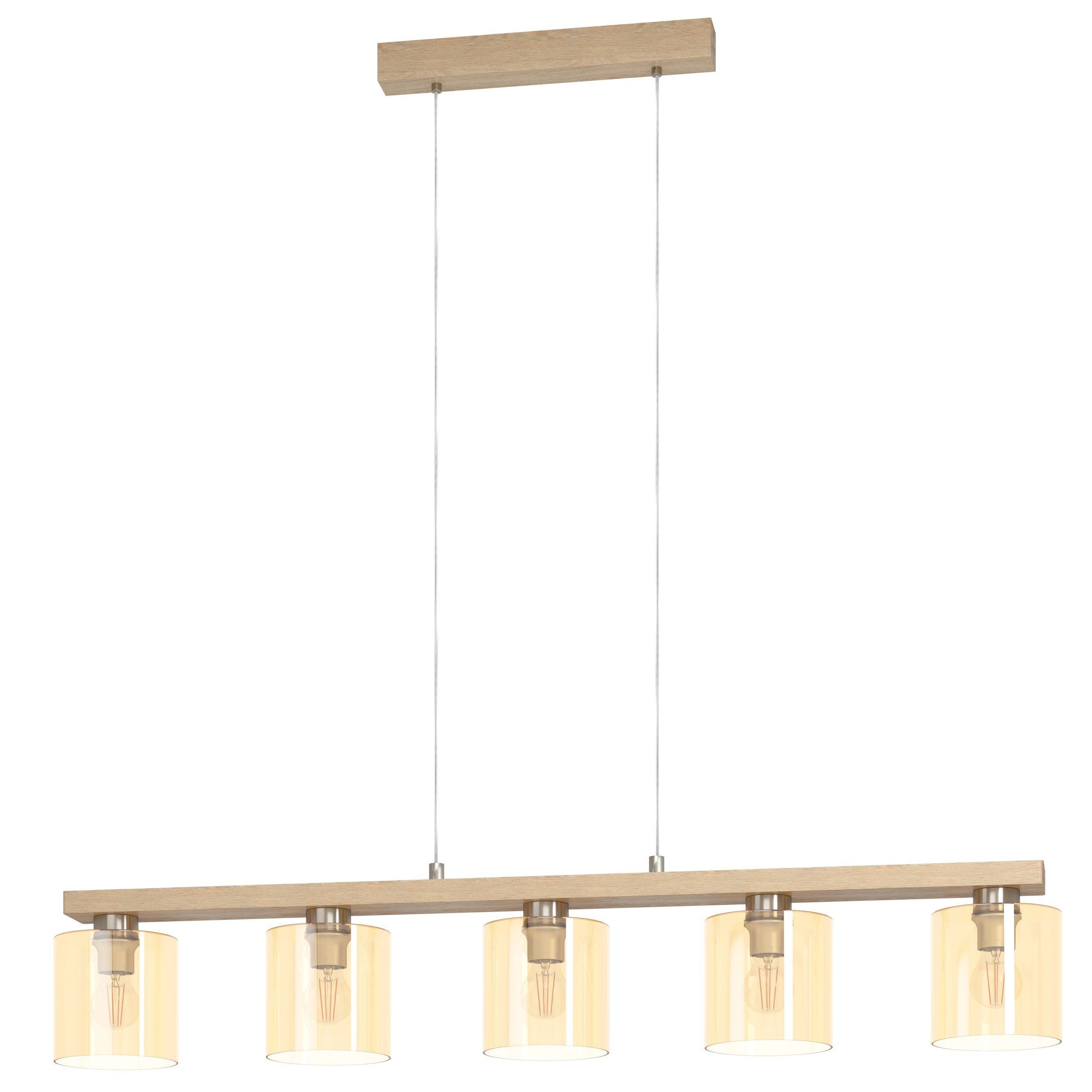 EGLO Deckenleuchte CASTRALVO 5 – 15 × 121 × 110 cm, 140 W, dimmbar, braun/nickel, E27, exkl. Leuchtmittel