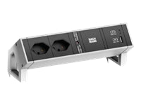 Bachmann Desk 2 Tischsteckdosenleiste, 2×T13, 2×USB, 0,2 m, Eingang GST18 – Schwarz