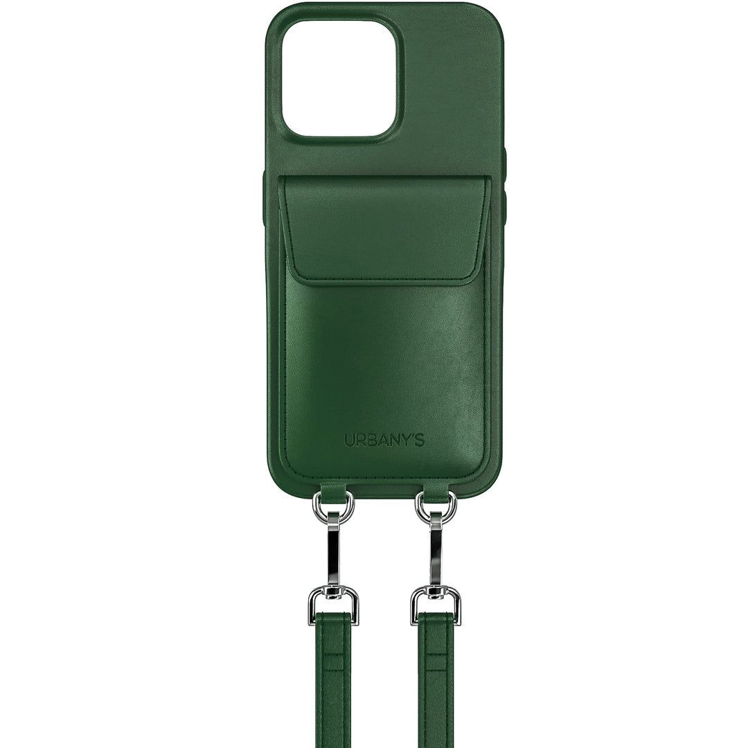Urbany's Necklace-Hülle – für Apple iPhone 17 Pro Max – grün – mit Kartenfach, mit Kordel