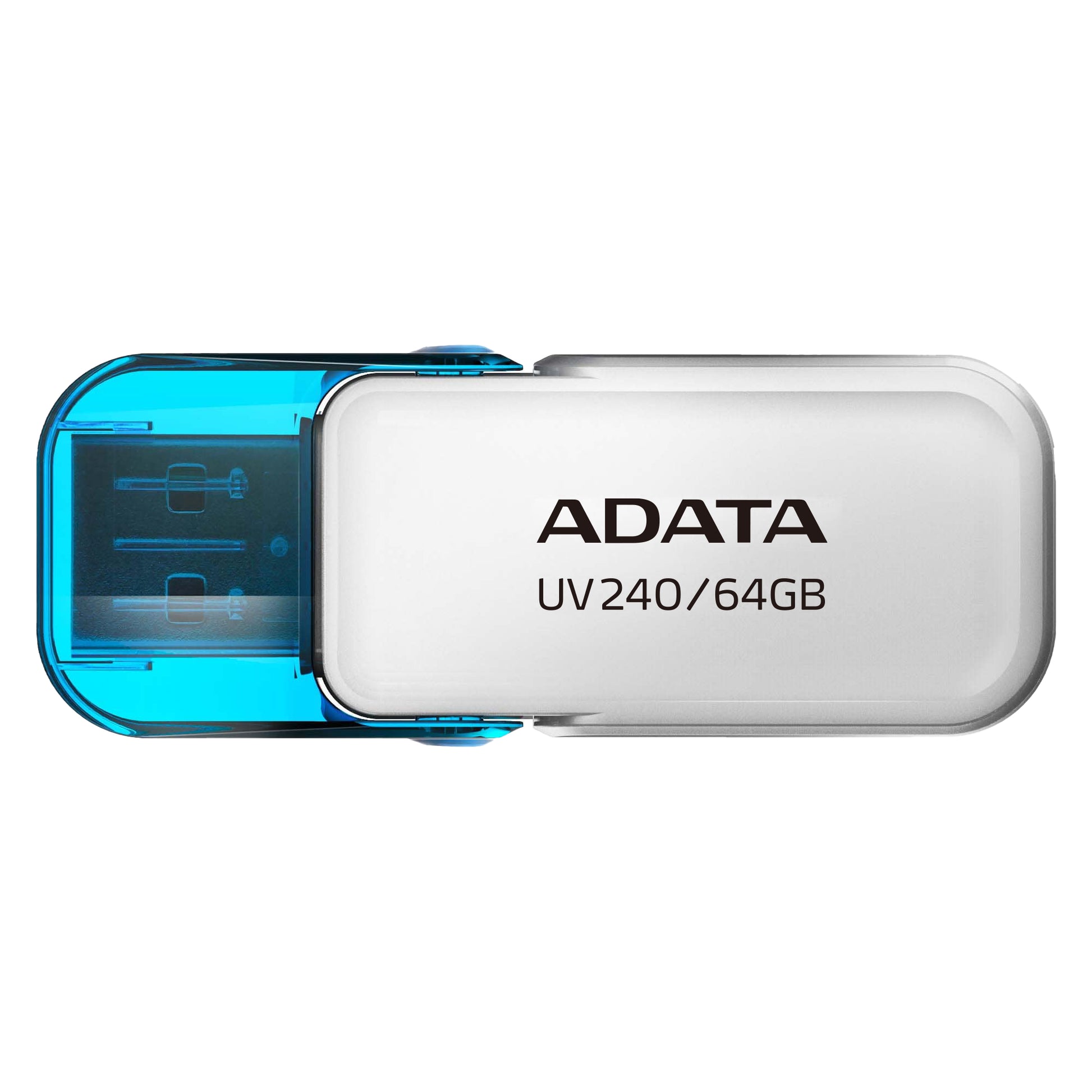 ADATA UV240 USB-Stick 64 GB – USB-A USB 2.0, mit Kappe, Blau, Weiss