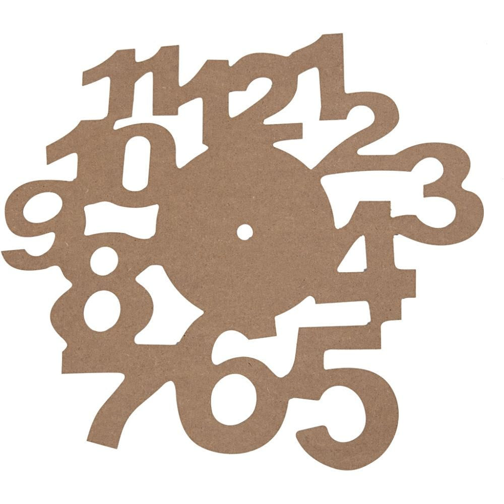 Creativ Company Holzrohling, Holz, Ziffernblatt, 30 × 30 cm, 3 mm, 1 Stk.
