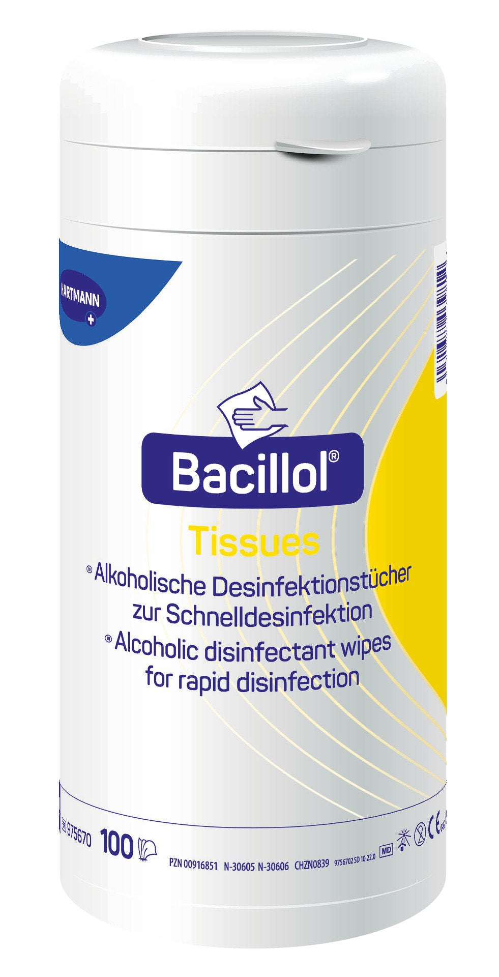 Bacillol HARTMANN Desinfektions-Reinigungstücher, feucht – für abwaschbare Oberflächen und medizinisches Inventar