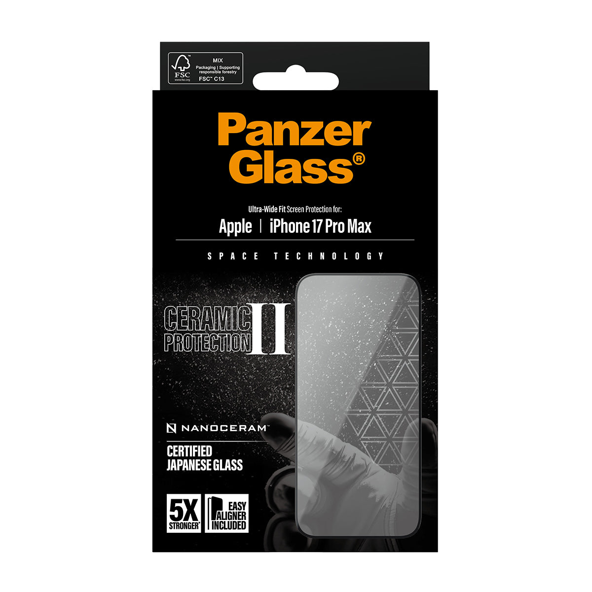 PanzerGlass Schutzfolie Ceramic II – für Apple iPhone 17 Pro Max – stossfest