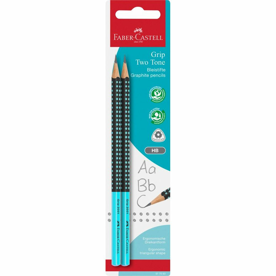 Faber-Castell Grip 2001 Two Tone Bleistifte HB, hexagonal – 2er-Set