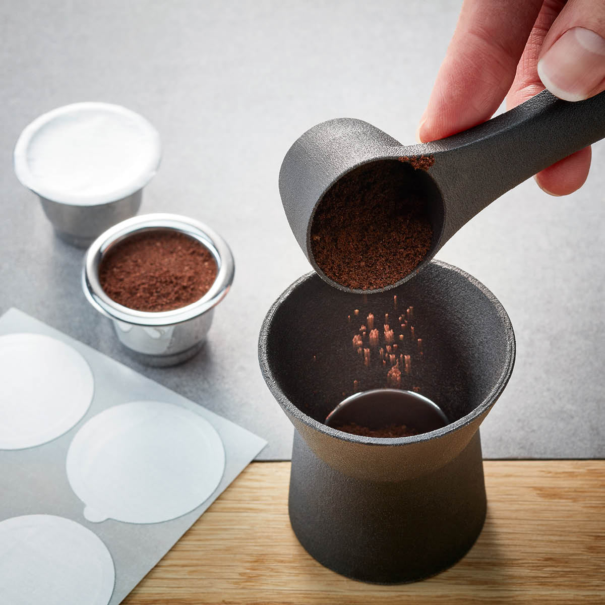 GEFU Kaffeefilter CONSCIO – Ø 3,6 cm, für Conscio Kaffeekapseln, 80 Stk., Aluminium