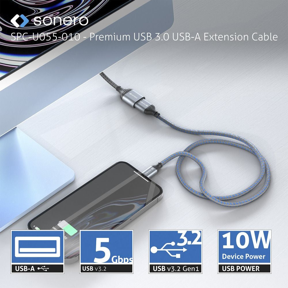 Sonero USB-A-Verlängerungskabel – USB 3.2 Gen 1, 1 m