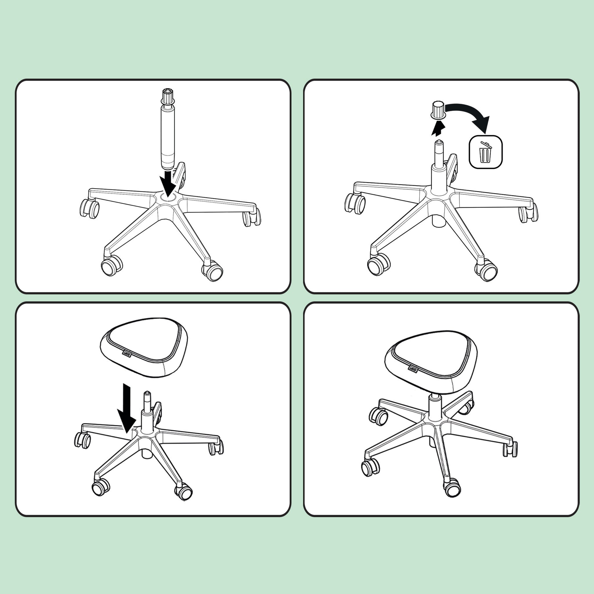 Leitz Hocker Ergo – Sitzhöhe 46–59 cm, 110 kg, schwarz