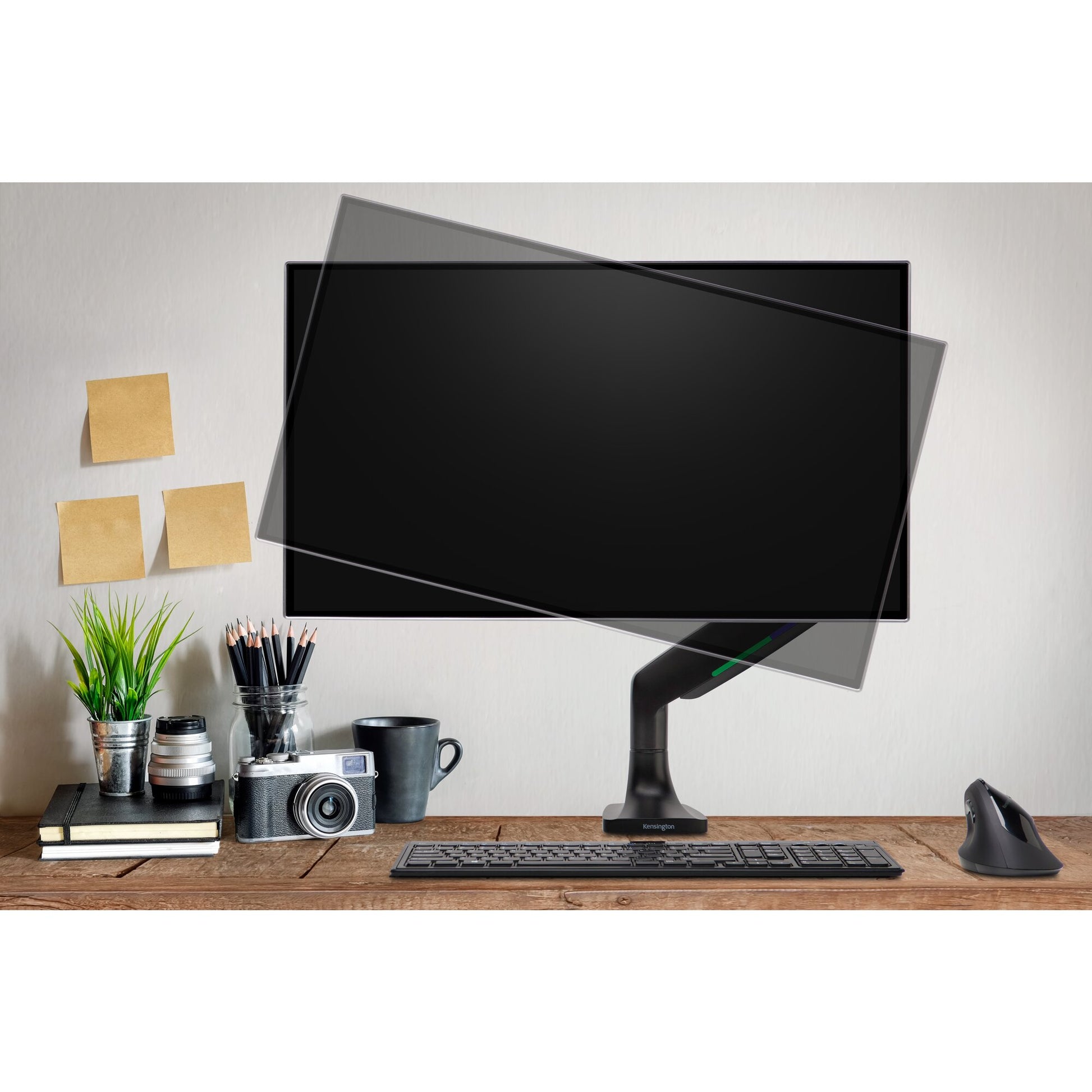 Kensington One Touch SmartFit – Monitorarm, C-Klemme/Tülle, bis 34", VESA 75 × 75/100 × 100 mm, schwarz