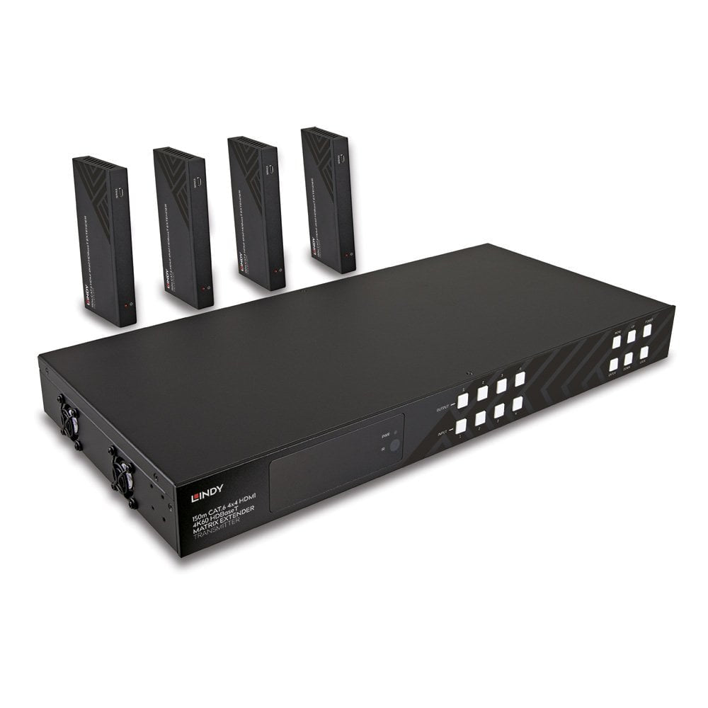 Lindy HDMI-Matrix 4×4, 4K60, HDBaseT über Cat-6, bis 150 m