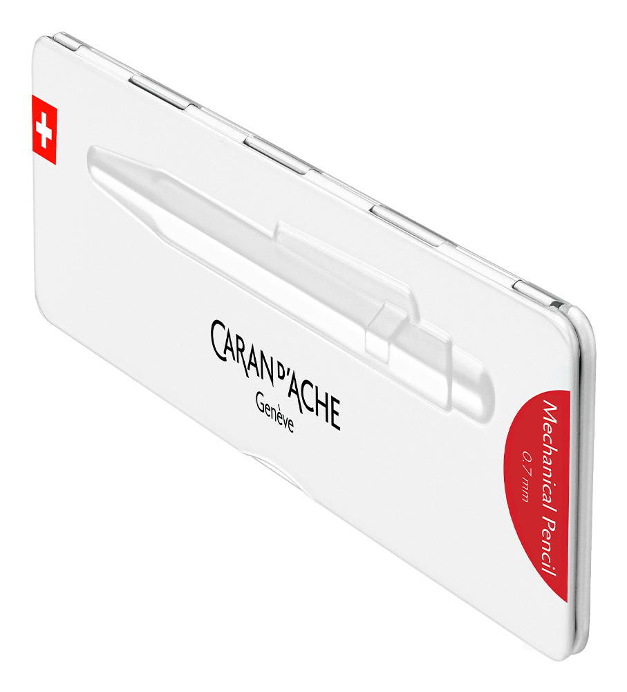 Caran d-Ache 849 Colormat-X Druckbleistift – 0,7 mm – Aluminium – Rot – mit Radierer – 1er-Pack