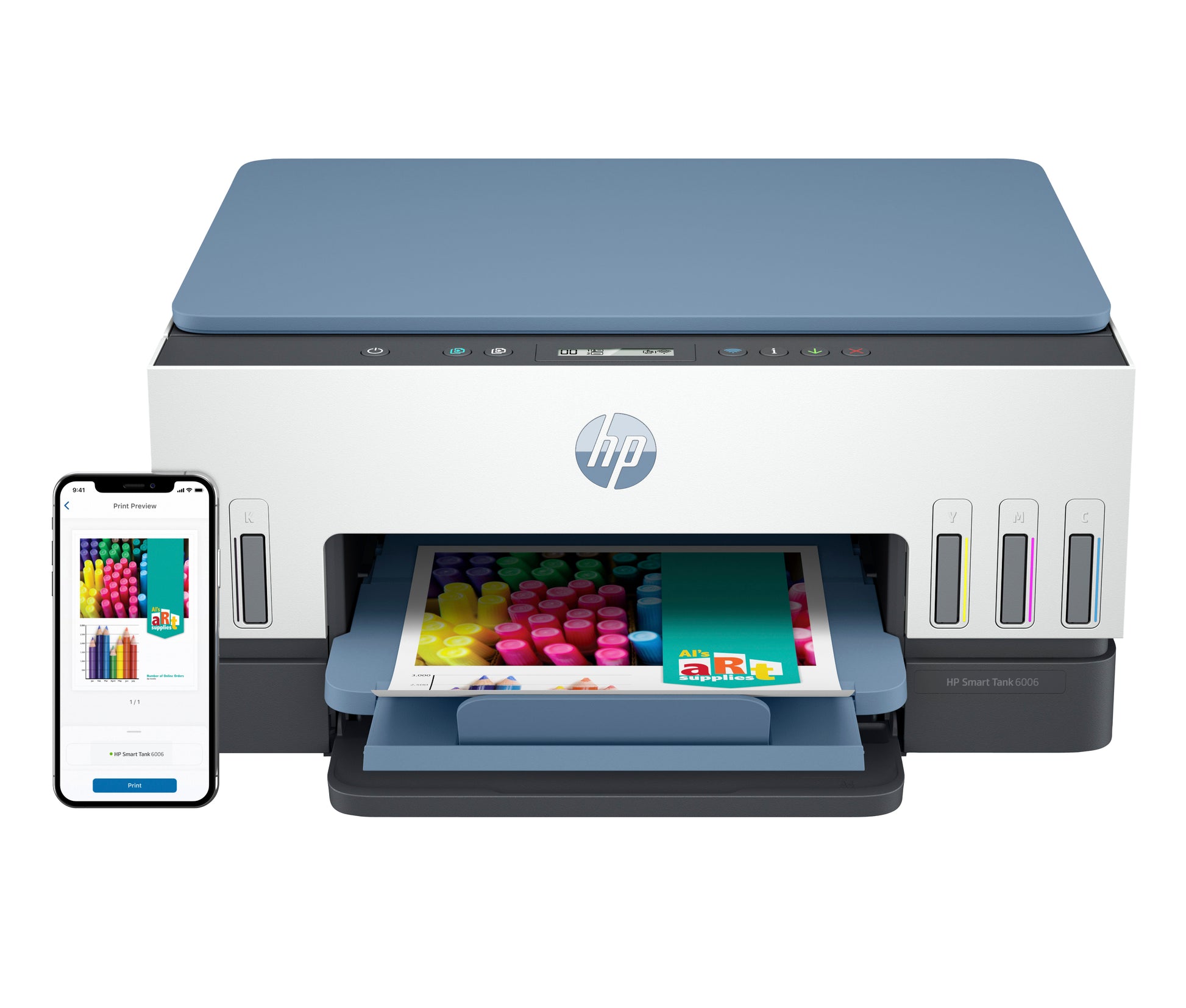 HP Smart Tank 6006 – Farbtintenstrahl-Multifunktionsdrucker, A4, 3-in-1, Duplex, WLAN, AirPrint, Mopria