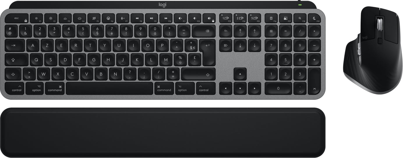 Logitech MX Keys S Combo für Mac – Tastatur, kabellos, FR-Layout (FR), Space Grey – für macOS