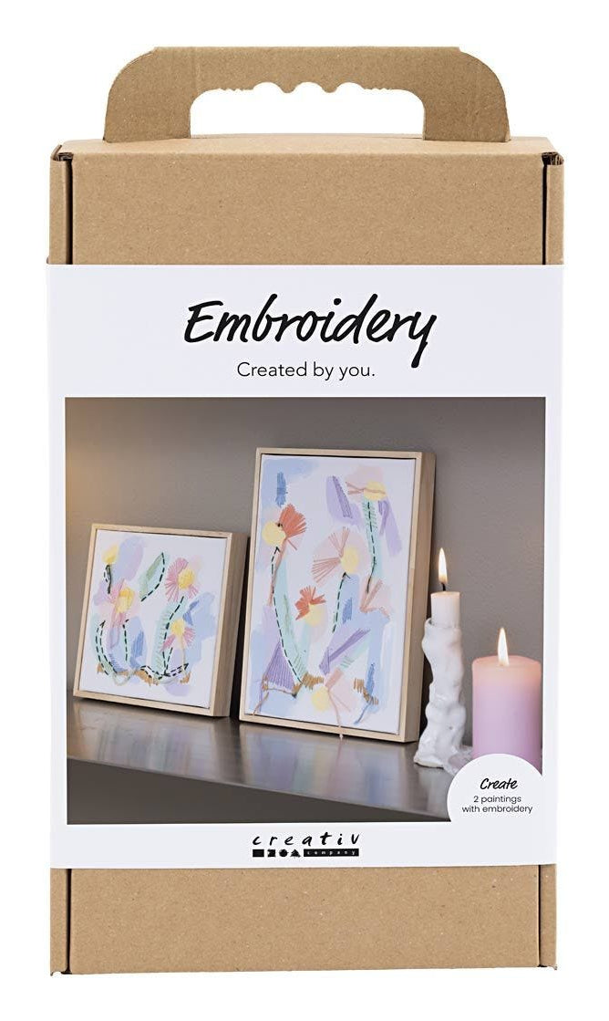 Creativ Company Bastelset Malen & Sticken – 2-teilig, 6 Farben – Baumwolle