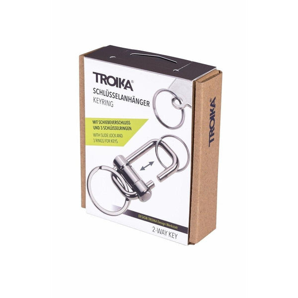 TROIKA Schlüsselanhänger 2 Way Key – 3 Ringe, Schiebeverschluss, Metall, Silber, 6er-Pack
