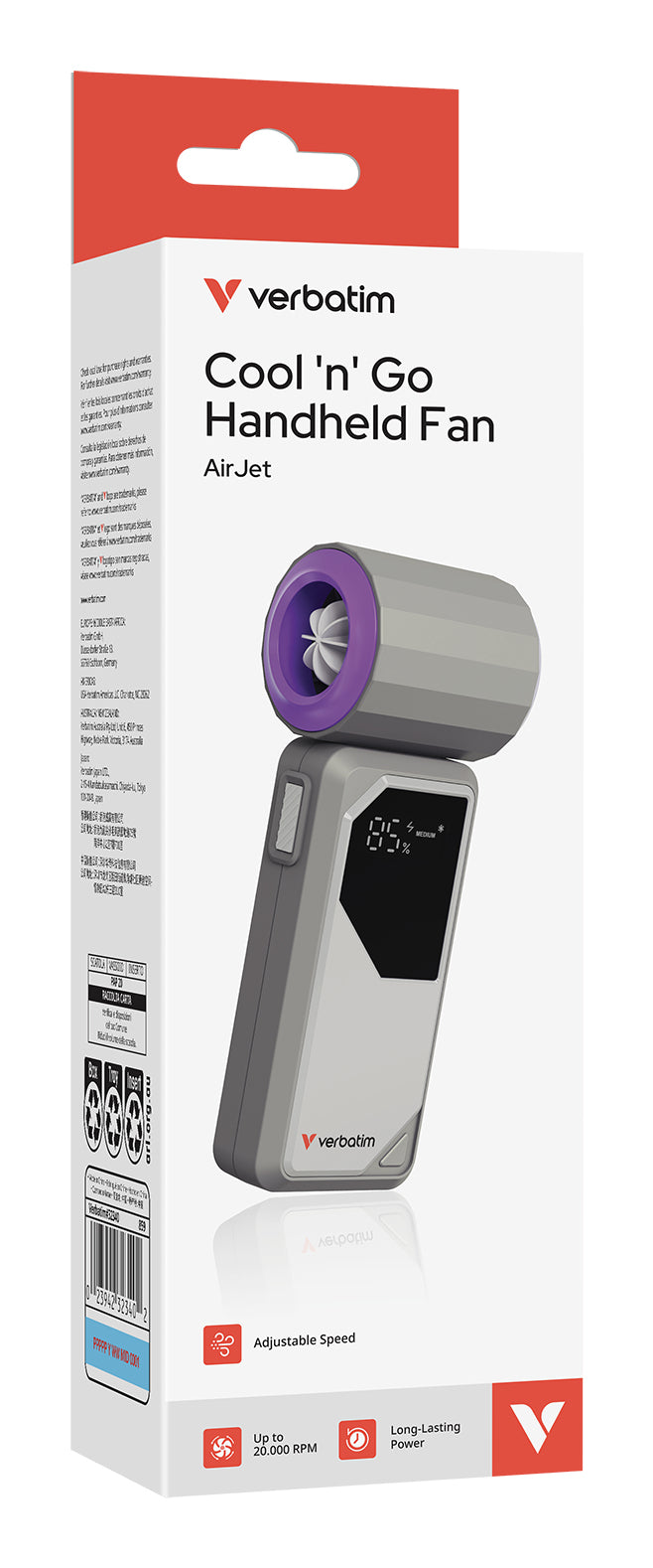 Verbatim Handventilator Cool'n'Go AirJet – 4000 mAh, Grau, Violett