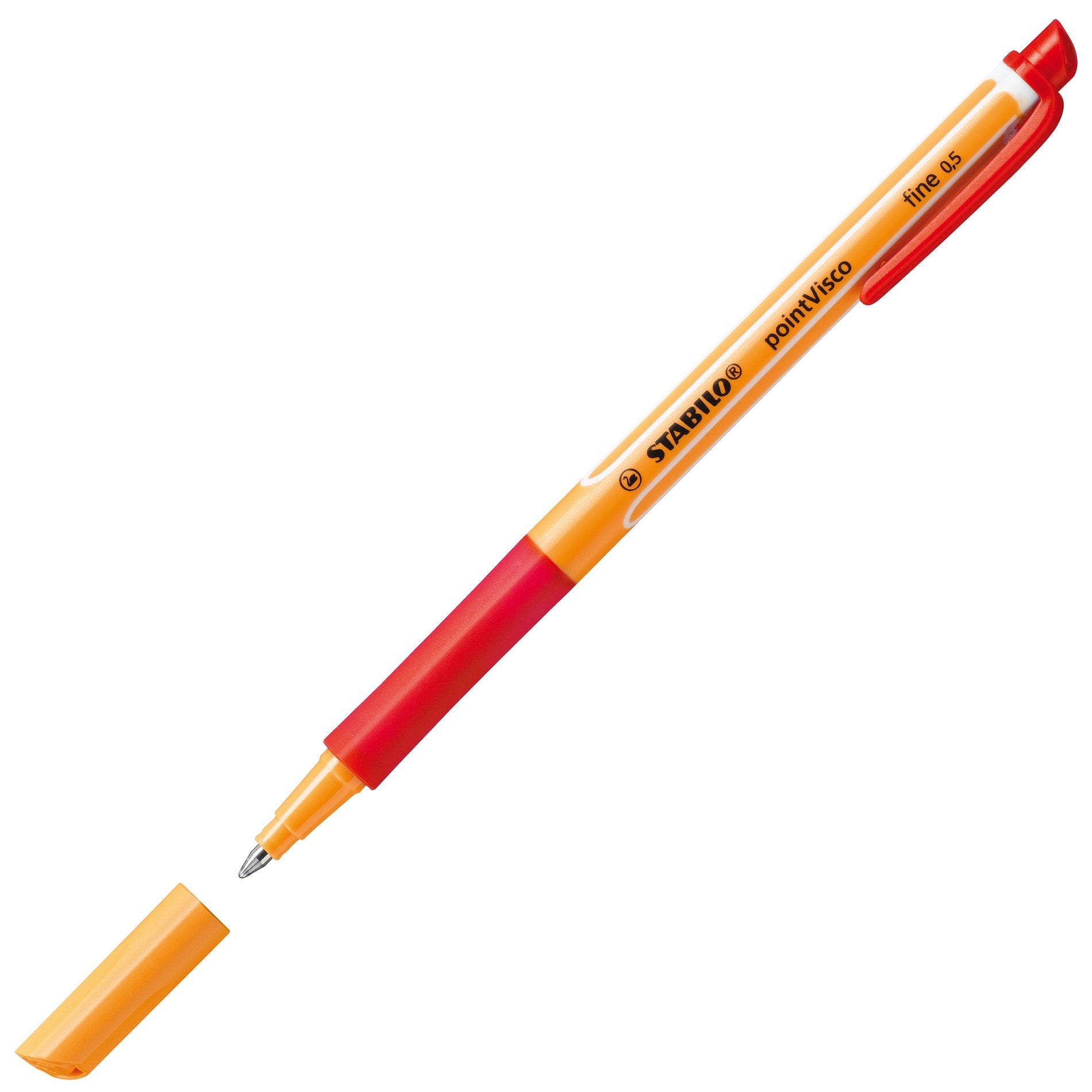 STABILO pointVisco Gelschreiber – rot, 0,5 mm, schnelltrocknend, Kappe